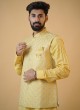 Mustard Yellow Designer Nehru Jacket Set For Wedding